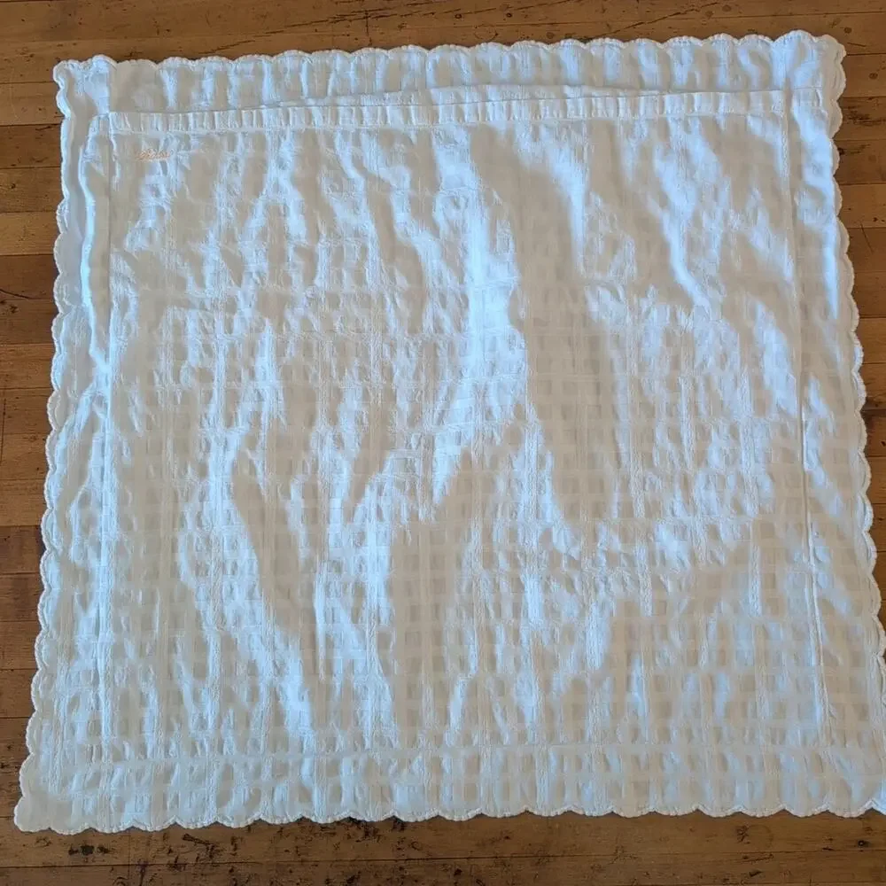 Pratesi basket weave cotton jacquard euro sham with embroidered scallop edge